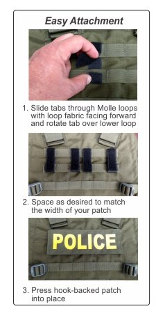 Del Molle Strips For Attaching Tactical Id Patches - For 3-Inch High Patches - 4-Count - Black #TOP4