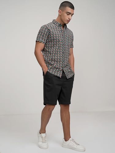 Image of Highlander Men's Geometric Print Half Sleeves Shirt | Bold & Contemporary | A Statement Piece Eftless Style