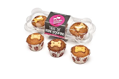 Image of The Barking Bakery Mini Uniced Trio Woofins – 3 Mini Cakes for Dogs – Gourmet Dog Treats – Handmade – Meat free - Baked in England – Human Grade Ingredients