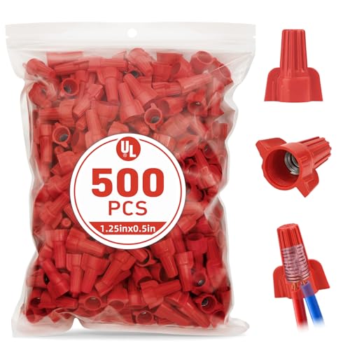 Crweety 500 Pack Red Wire Connectors Nuts Winged UL Listed, Large Twist-On Electrical Wire Caps for 22-6 AWG Wires, Insulated Eletric Nuts Screw Twister for Home Wiring Repair & DIY Project