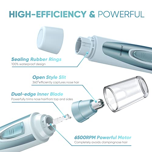 Ear And Nose Hair Trimmer Clipper - 2022 Professional Painless Eyebrow & Facial Hair Trimmer For Men Women, Battery-Operated Trimmer With Ipx7 Waterproof, Dual Edge Blades For Easy Cleansing Blue #TOP3