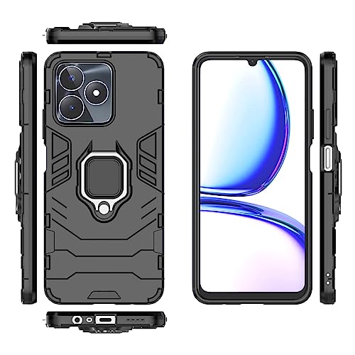 Oppo Realme C53 4G �d�b�P�[�X�A�z���_�[�t���X�����P�[�X�X�^���h�L�b�N�X�^���h PC & TPU �J�o�[�ƌ݊���������܂�(Black)