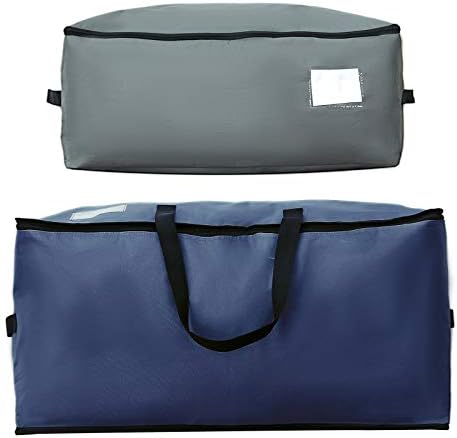 IHOMAGIC Large Storage Containers Bag 100L, Foldable Moving Bag Zippered Clothes Organizer with Handles and Clear PVC Pocket for Storage Blanket, Comforter, Duvet, Room Essentials (Dark Grey, L)