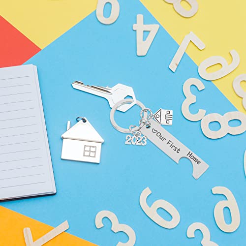 Pretyzoom Our First Home Keychain 2023 New Home Keychain Couples Keyrings New House Key Charm For Him Her Anniversary Christmas Favor #TOP5