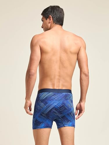 Image of TECHNOSPORT Men's Colorblock Trunks Underwear with ElastoLITE 4 Way Stretch Lightweight Breathable Moisture Wicking Soft Anti Odour Anti Microbial Comfort Fit Boxer Briefs Innerwear for Men