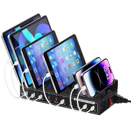 200W USB C Charging Station 10-Port Fast Charger for Multiple Devices, PD/QC Desktop Charging Hub for MacBook iPhone iPad Phones - image 1