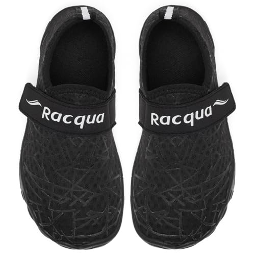 Racqua Kids Water Shoes Lightweight Quick-Dry for Swim Beach Non-Slip Boys Girls Aqua Shoes Black 2 by Racqua - Used condition - Image 4