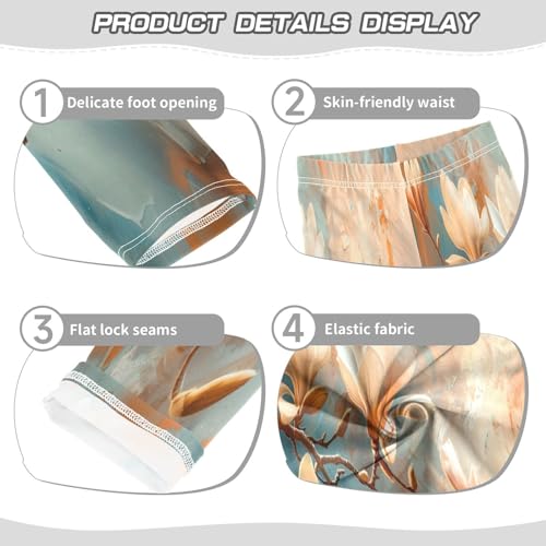 Bolaz Toddler Girls Leggings Printed Yoga Pants Leggings Magnolia White Flower for Kids3