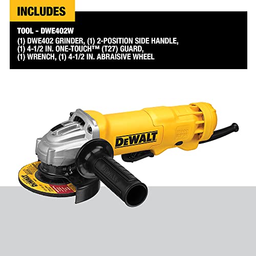 DEWALT Angle Grinder, 4.5 Inch, 11 Amp, With Paddle Switch (DWE402), Black