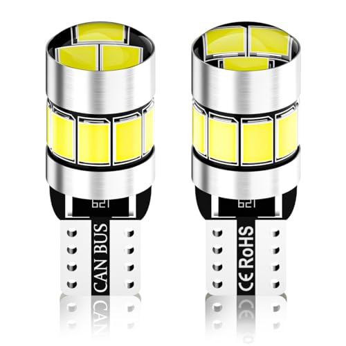 CARAOK 2PCS Lampadine T10 W5W led luce posizione canbus no error Auto Lampada 194 168 12V 6000K per Interior Segnale, Cupola, Cruscotto,luce targa Bianca