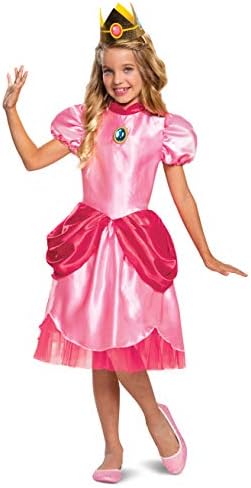 Disguise Princess Peach Costume Dress, Nintendo Super Mario Bros Classic Dress Up Outfit for Girls, Kids Size Large (10-12), Pink
