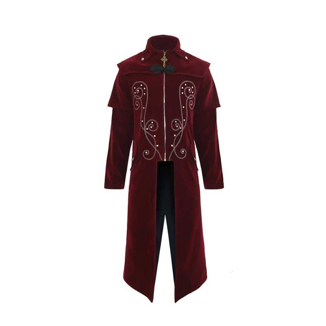 ジャケット ドラキュラ ワインレッド ヴァンパイア 吸血鬼 十字架 貴族 コスプレ ベロア 長袖 ケープ 中世 ヴィンテージ マント 騎士 ナイト 服  旅人 洋服 コンサート 編み上げ 衣装 メンズ レディース ファッション ハロウィン Amazon.co.jp: ジャケット ドラキュラ ワインレッド ヴァンパイア