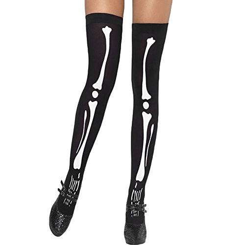 Chen Women's Skeleton Over The Knee Tights Socks #TOP5