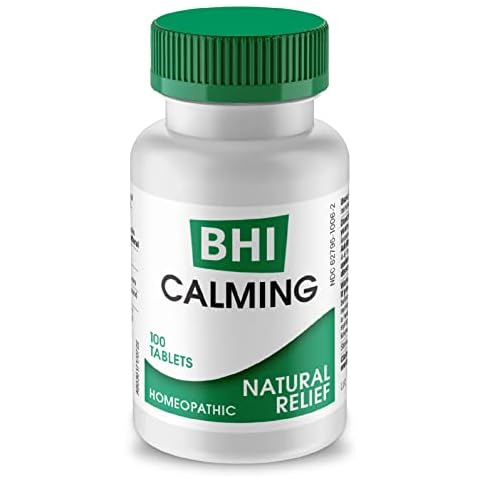 BHI Calming Stress Relief Blend 10 Natural Active Ingredients Help Restore Balance, Support Calm Mood & Sleep - Relax Mind & Body with Passionflower Chamomile & Valerian Root - 100 Tablets Cover
