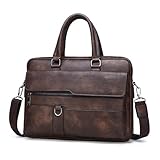 Portafolios para Hombre Piel Maletin, Bolso Mensajero de Cuero, Laptop Bolsa de Mensajero, Gran Capacidad, Bandolera...