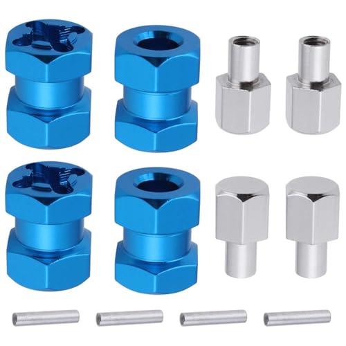 4-Pack HobbyPark 12mm Wheel Hex Drive Hubs Combiner Coupler Aluminum 15mm Offset Extension for 1/10 RC Crawler Car Parts (Blue)