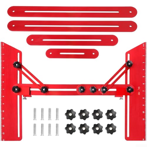 Dispositivo de medición de disposición de escaleras que admite puntos métricos y de referencia durante el diseño y construcción de escaleras (rojo)