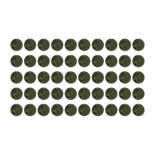 plplaaoo Carp Fishing Rig Beads Soft Floating Round Diameter 6mm Silicone Fishing Accessories for Night Fishing and Deep Water Fishing 50pcs Set (Green)