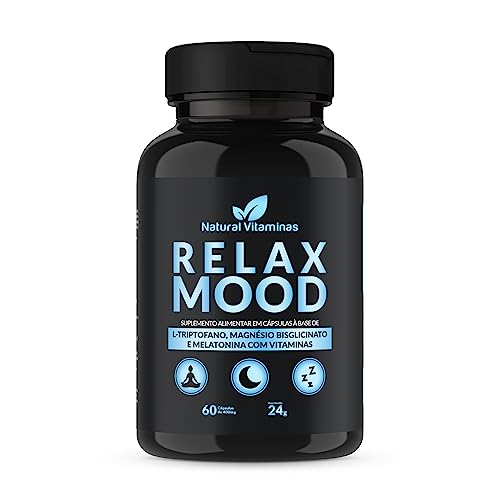 Relax Mood com Melatonina, Triptofano, Magnésio, Zinco e Complexo B - 1 Pote com 60 Cápsulas de 400mg