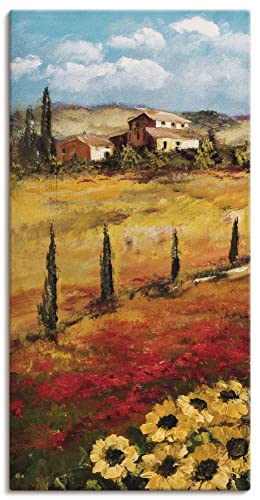 ARTLAND Wanddeko Leinwand Bilder Wandbild 30 x 60 cm Landschaften Europa Italien Malerei Ocker Toskana K7KM
