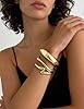 Chunky Gold Bangle Bracelets for Women, Dainty 14k Gold Plated Big Stackable Bangles Set, Trendy Cuff Bracelet Stack Fashion Summer Beach Jewelry Valentines Gifts for Wife Mom #2