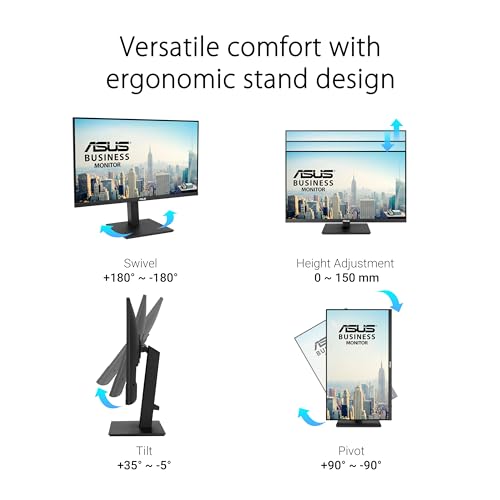 ASUS 27” 4K Business Monitor (VA27UQSB) - UHD (3840 x 2160), IPS, Frameless, HDR10, DisplayPort, Dual HDMI, Speakers, Eye Care, Ergonomic, pivot, swivel, height adjustable, DisplayWidget, 3yr warranty by Asus - Image 6