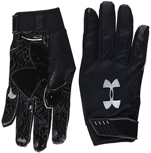 Under Armour Men's Spotlight ColdGear - NFL Football Gloves , Black (001)/Metallic Silver , Medium