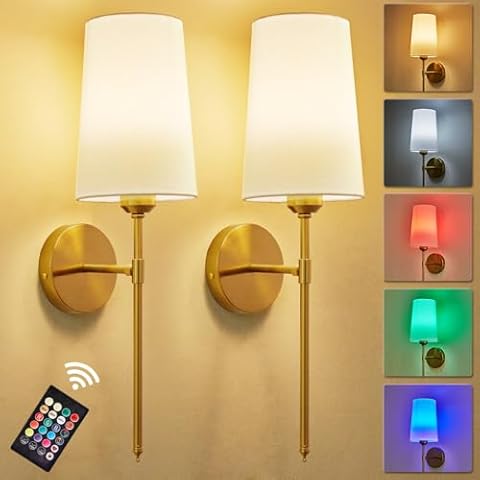 KUAUGST Battery Operated Wall Sconce Set of 2, Rechargeable Wall Lights, Multi-Color Detachable Rechargeable Bulbs, for Bedroom Living Room Hallway Cover
