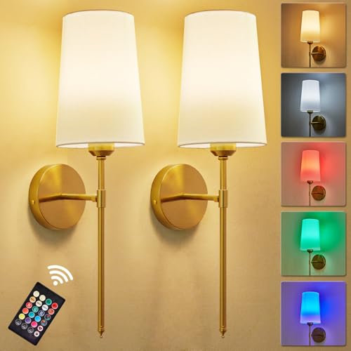 KUAUGST Battery Operated Wall Sconce Set of 2, Rechargeable Wall Lights, Multi-Color Detachable Rechargeable Bulbs, for Bedroom Living Room Hallway