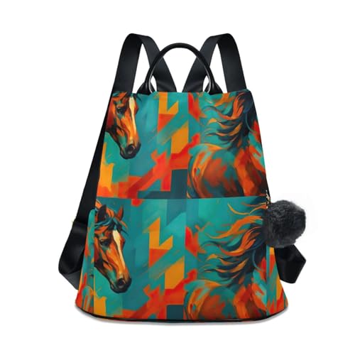 Sac à dos coloré pour femme Dynamic Horse avec plusieurs poches de voyage et shopping