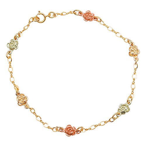 Black Hills Gold Petite Rose Bracelet for Women, 10K Yellow