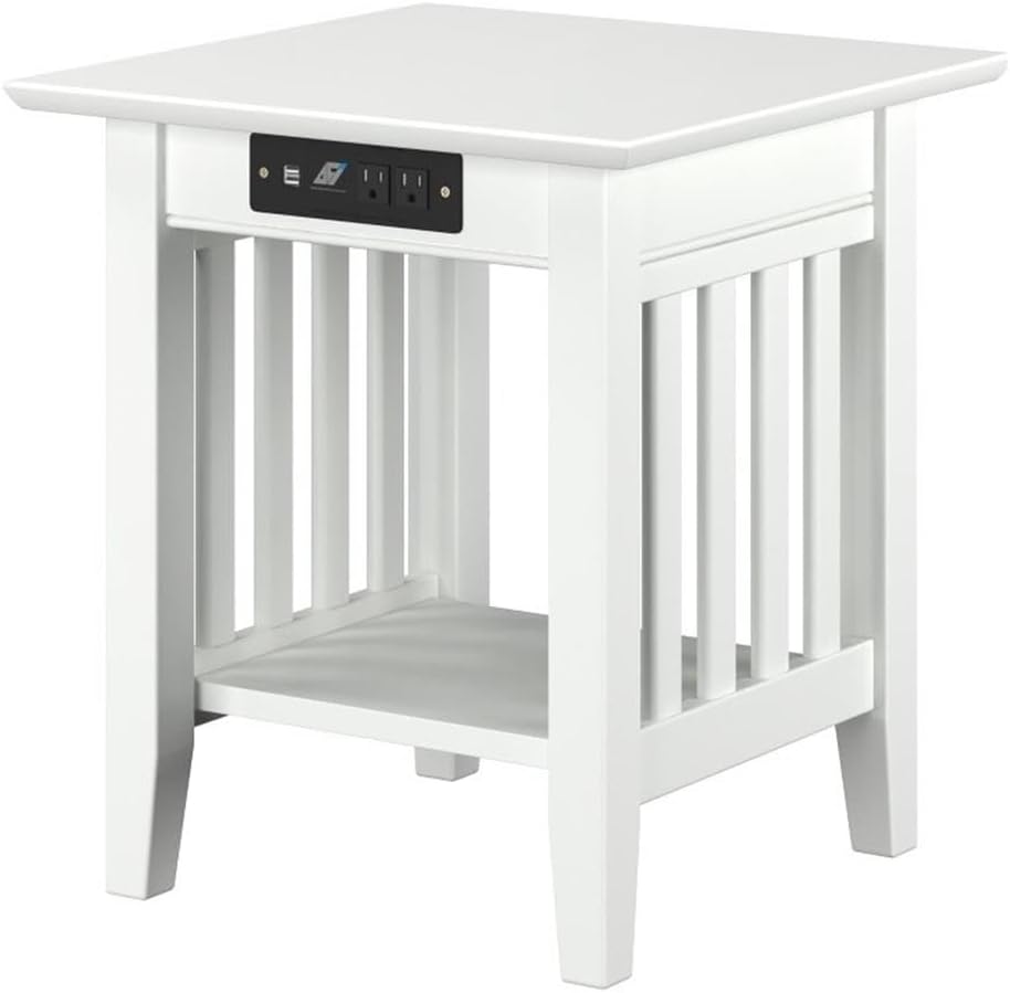 AFI, Mission End Table with Charging Station, Grey
