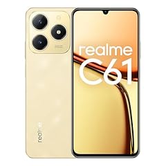 realme C61 smartphone 4G, 6+128GB, Batteria di lunga durata da 5000 mAh, Design ultra sottile da 7,74 mm, Potente chipset octa-core, Motore di incremento AI, Oro, nessun adattatore