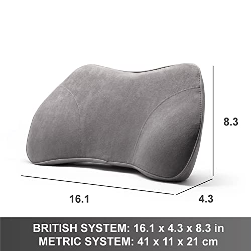 Wennebird Model B Lumbar Support Pillow, Improve Posture While Sitting - Memory Foam And Ergonomic Design For Office/Computer Chair, Car, Gaming, Couch, Recliner - Grey #TOP4