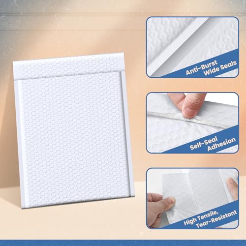 Image of Fuxury Bubble Mailers 10x13 Inch White 250 Pack Bulk Padded Envelopes Thick Mailing Envelopes Bubble Opaque Padded Mailers Shipping Bags for Mailing Book Makeup Small Business