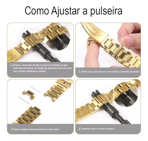 Pulseira Aço Inoxidavel (PRETA) Para Relogio Smartwatch Encaixe Universal 22mm