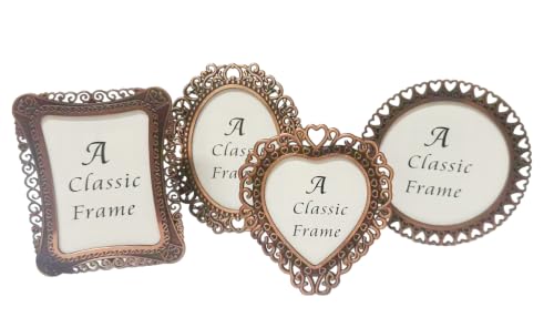 Pofectsty 4 Pack 2x3 Inch Vintage Assorted Metal Mini Picture Frames
