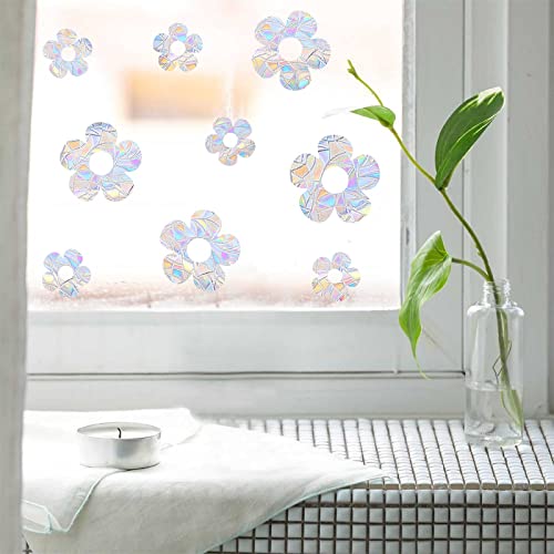 Small Flower Window Clings Flower Window Decals Static Cling Window Sticker Anti Collision Window Decals For Bird Strikes Rainbow Stickers #TOP4