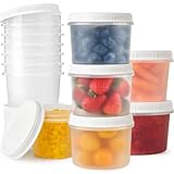 TUZAZO 12 Oz Food Storage Containers with Screw Lids, 6-Count Reusable Small Plastic Soup Containers for Portion and Meal Prep | Microwave-, Freezer-, Dishwasher-Safe | BPA Free