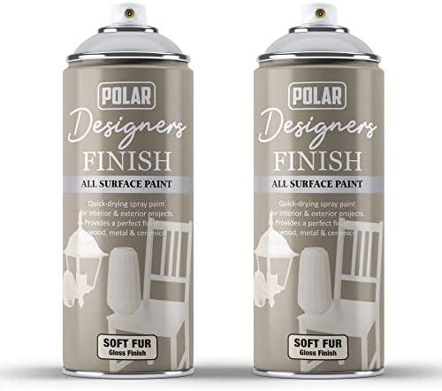 Polar Designers Finish All Surface Spray Paint - Ice Grey - 2 x 400ml - Ideal For Ornaments, Furniture, Woods, Plastic, Metal - Interior & Exterior Use - Easy to Apply & Quick Drying