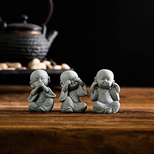 Statue de 3 Petits Moines Sages Figurine Mignonne de Petits Moines Ne Pas Dire Mal Voir Aucun Mal ne Parler