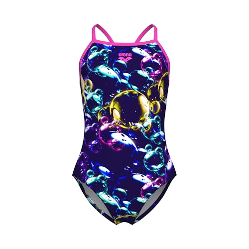 Arena Girl's Feel Soap Bubbles Light Drop Back Athletic One Piece Swimsuit, Blue Multi/Shocking Pink, 52 cm Arena Girl's Feel Soap Bubbles Light Drop Back Athletic One Piece Swimsuit, Blue Multi/Shocking Pink, 52 cm