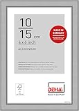 DEHA Design marco de fotos, 10 x 15 cm, Aluminio, Plata mate, Marco de fotospara colocaren formato vertical y apaisado, vidrio sintético irrompible, Boston