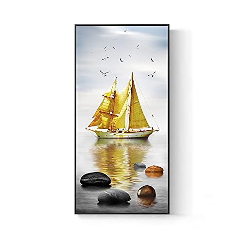 Artisanat point de croix strass et peinture au diamant adultes grand format 70x120cm voilier