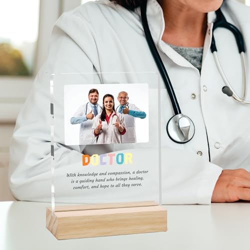 Image of Giftplease Best Doctor Photo Plaque with Wooden Stand | Personalised Gift for Doctors | Thank You Gift for Medical Professionals | Home Office Table Decor |Appreciation Frame for Doctor DCT 02