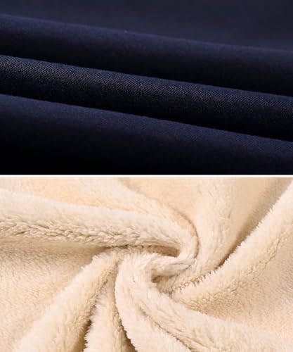 PrimeCrest Bluzy Kapturem Dla Męski Polar Zamek Kurtka Zip Kurtki Włókniną Sherpa Zimowe Termiczne Jednolite Ciepłe Grube Bawełniane Puche Kieszeniami Niebieski XL