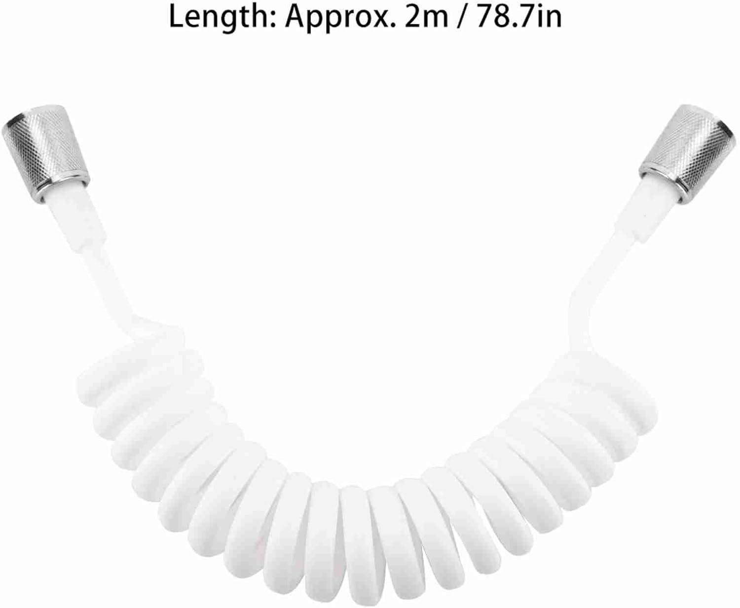 Bidet Spring Hose, G1/2 PVC Spring Flexible Shower Hose Telescopic Sprayer Hose Anti Twist Stretchable Up to 2 Meters (White)