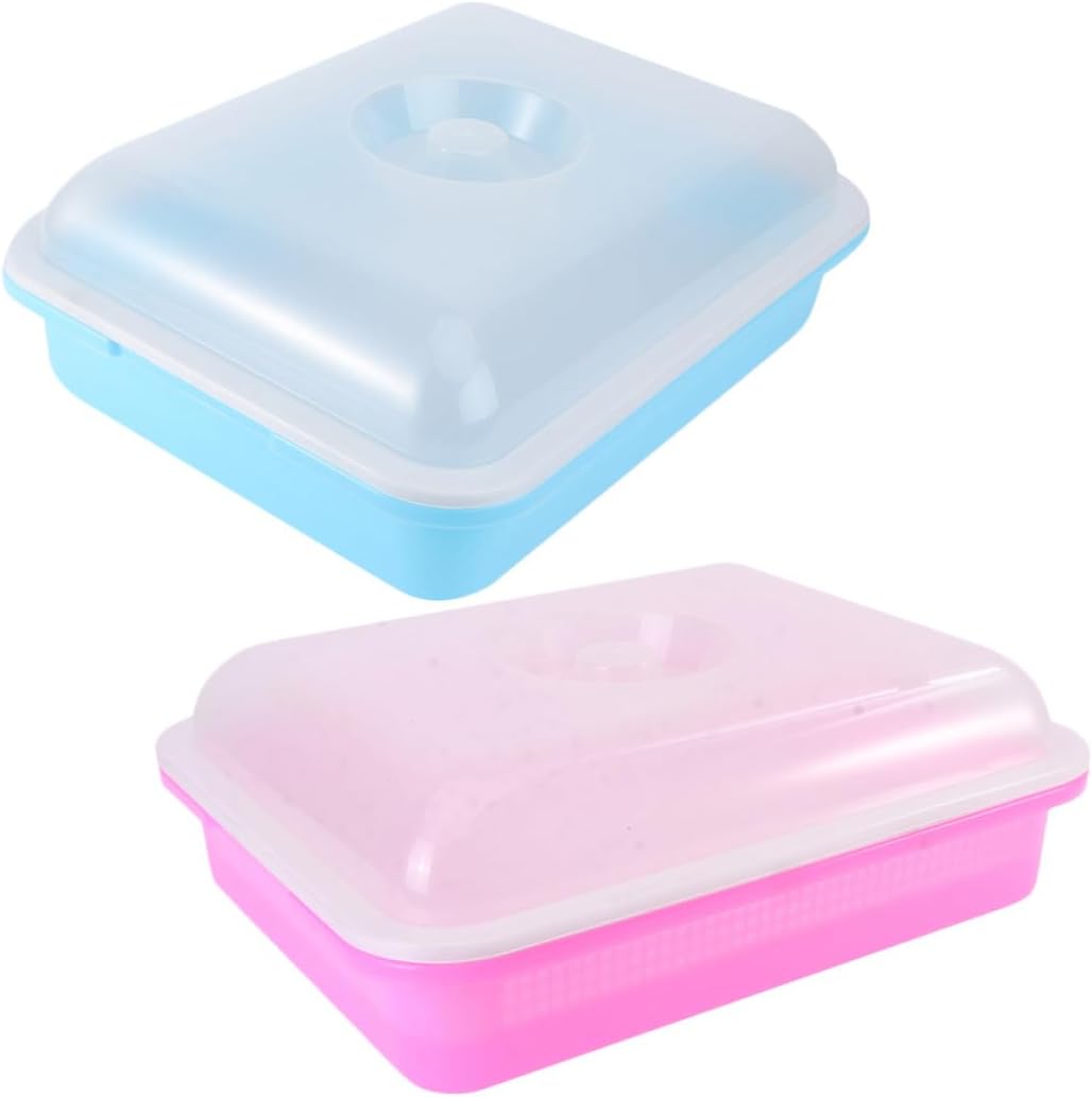 Vegetable Germination Tray with Lid 2pcs, Multi-Hole Seed Starter Growing Plate for Indoor Gardening, Humidity-Controlled Mesh Nursery Pots for Sprouts and Seedlings