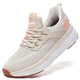 TSIODFO Womens Slip On Running Shoes Non Slip Walking Shoes Lightweight Gym Workout Platform Shoes Beige Size 8 Breathable Fashion Sneakers