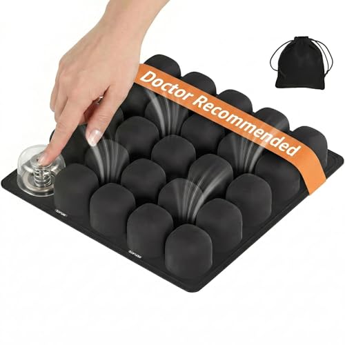 Liato Inflatable Travel Seat Cushion for Airplane - Portable Air Pad with Built-in Pump for Long Haul Flight Essentials - Ergonomic Tailbone & Sciatica Pain Relief, Non-Slip, 15.7x15.7, Black